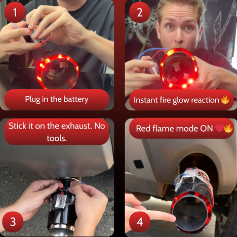Four steps of fitting the FireTail LED exhaust tip