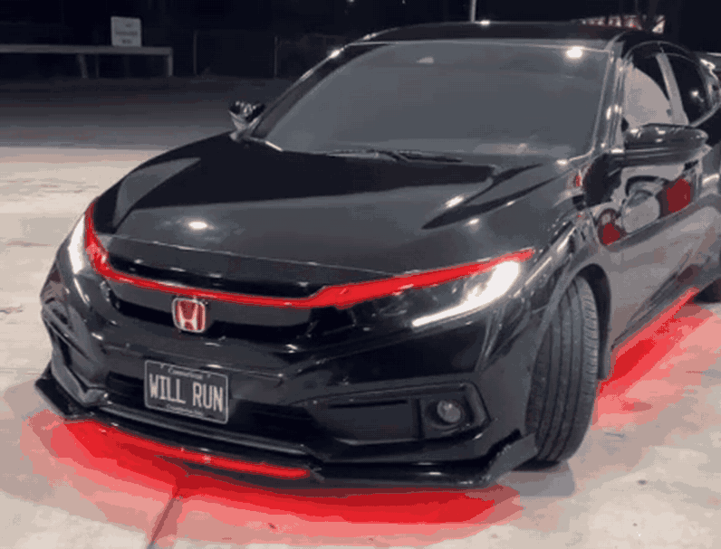 Car with Auto Glow Up underglow lighting
